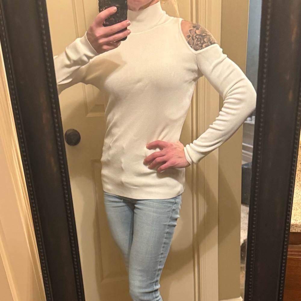 White House Black Market Cream Knit Top
